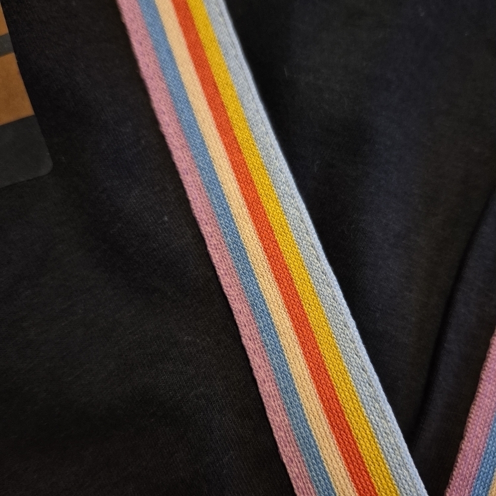 Champion women's size Medium black joggers, rainbow stripe on leg, 2 pockets NWT - Picture 2 of 9